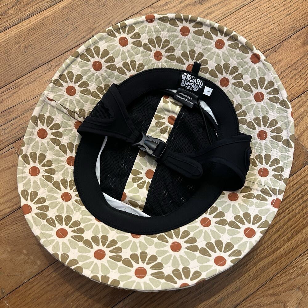 Sunward Bound Australia Floral Bucket Surf Sun Hat Chin Strap Large UPF 50+ - Picture 2 of 4